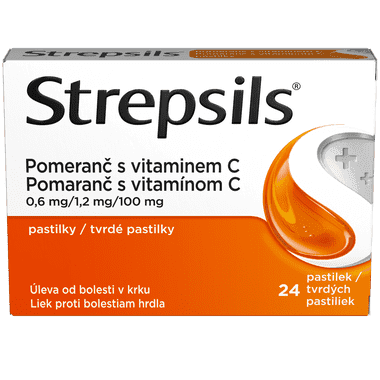 Strepsils Pomeranč s vitaminem C, 24 pastilek