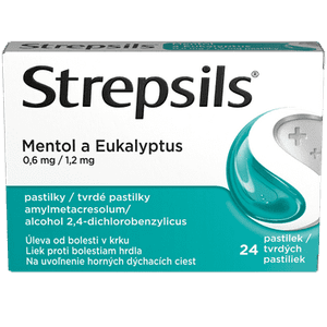 Strepsils Mentol a Eukalyptus, 24 pastilek