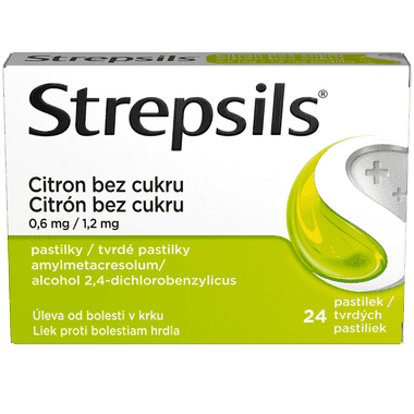 Strepsils Citron bez cukru, 24 pastilek