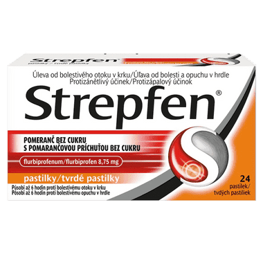 Strepfen Pomeranč bez cukru 8,75 mg 24 pastilek